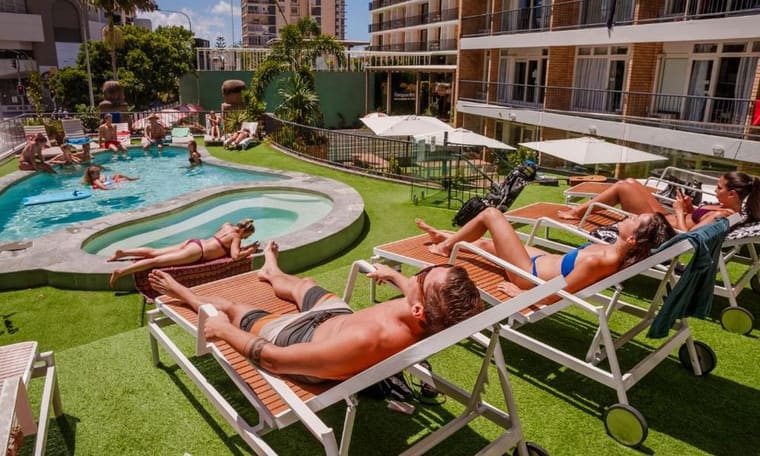 Hostel in Surfers Paradise, Unterkunft der Oz Adventure, 10 Tage Sydney bis Brisbane